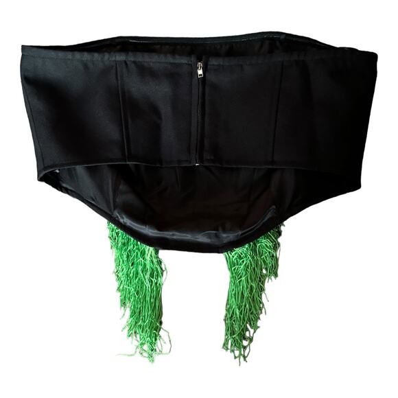Nasty Gal Premium Fringed Bustier Top black with Green fringe size 8 - Picture 7 of 11